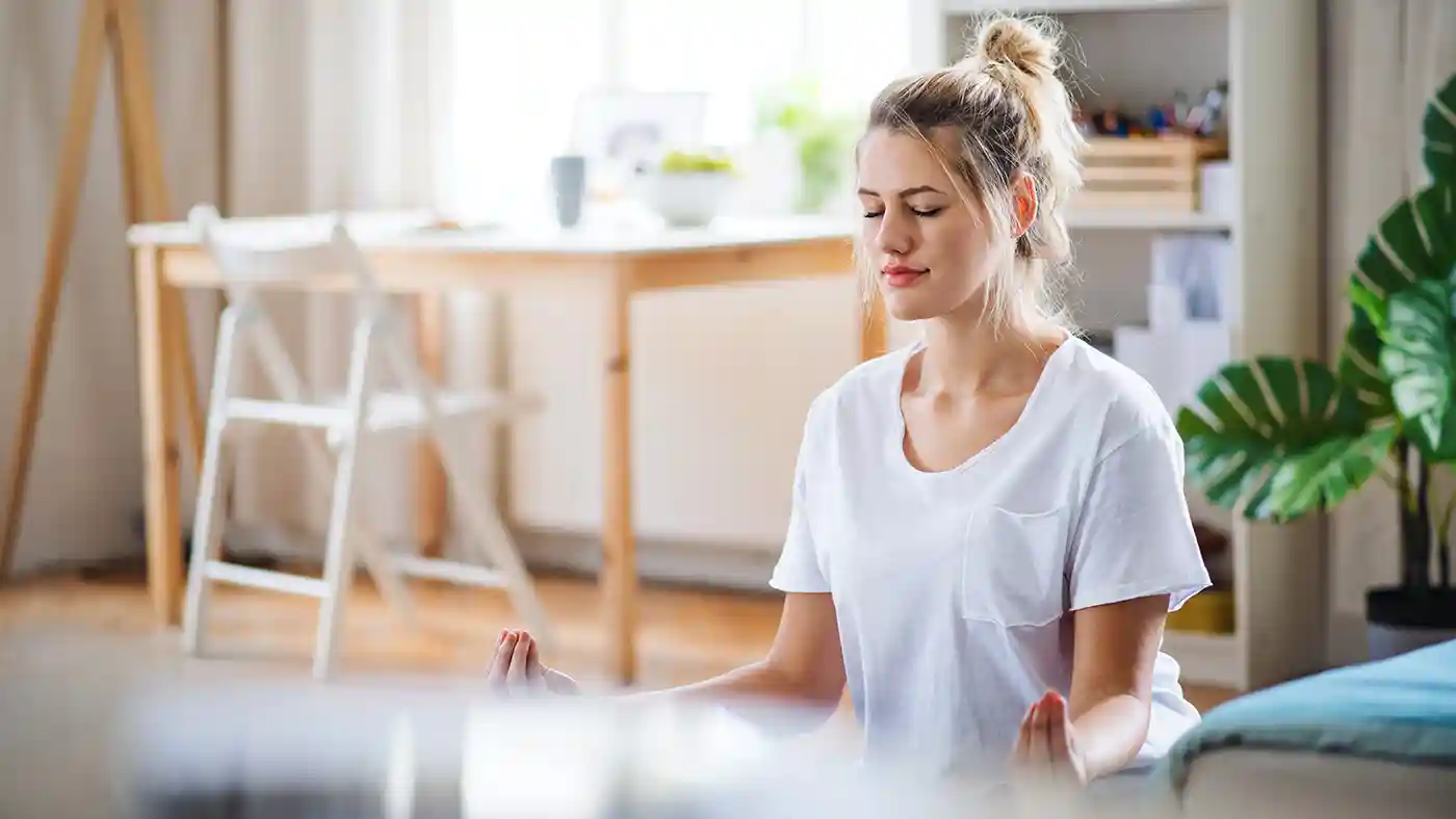 Calm Cube Comfort Female Meditating